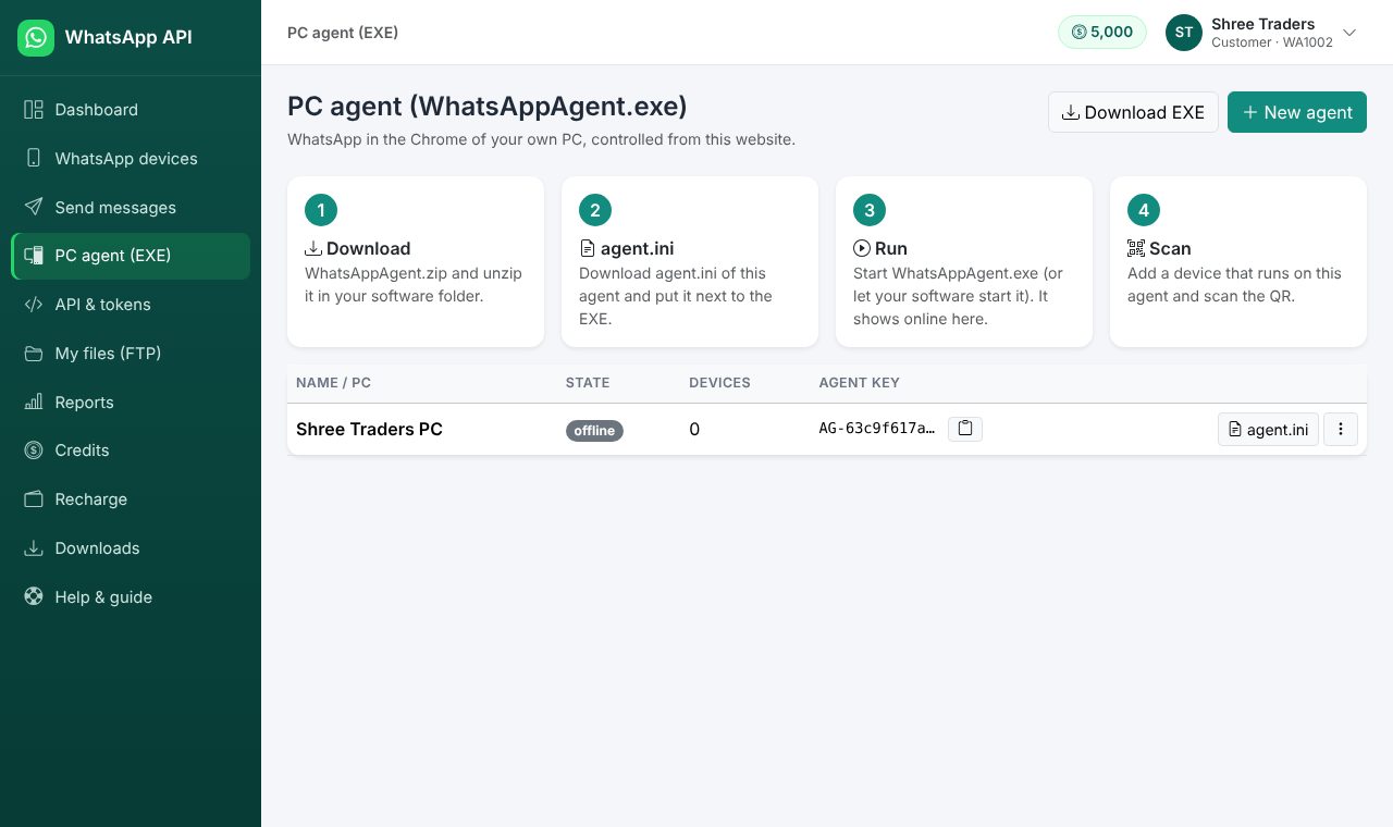 PC agent page