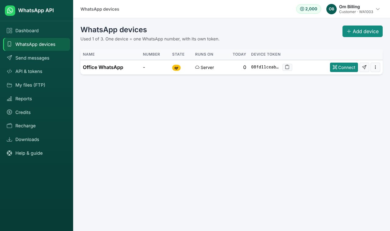 WhatsApp devices page